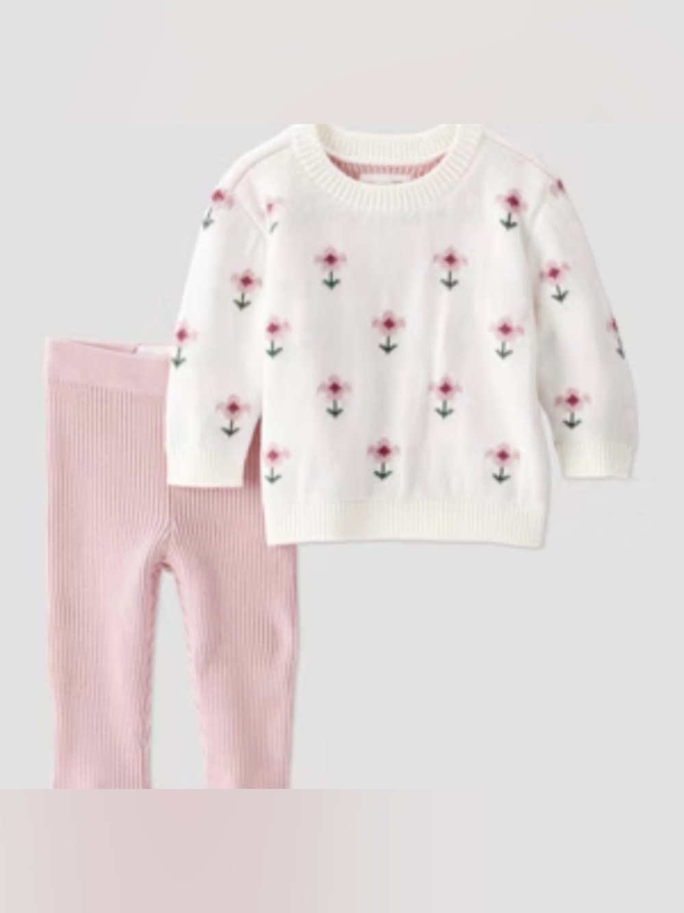 Little Planet by Carter’s Organic Baby Girl Floral Knit Sweater Set